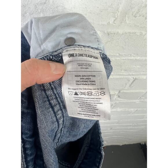 One X One Teaspoon Women's Denim High Waist Bonita Shorts High-Rise Blue Size 26 - Picture 5 of 6